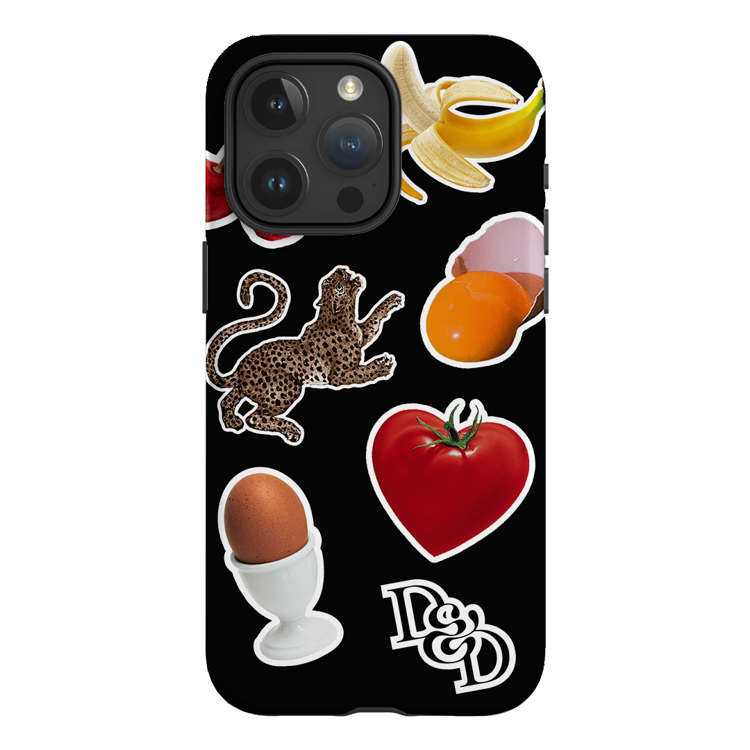 Sunday Stickers Black Printed Phone Cases iPhone 15 Pro Max / Armoured by Desmond & Dempsey - The Dairy