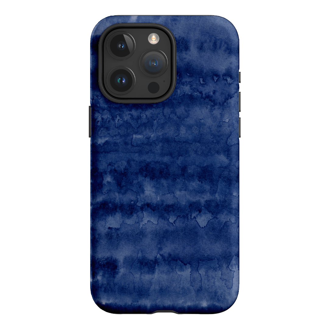 Watercolour Stripes Navy Printed Phone Cases iPhone 15 Pro Max / Armoured by The Dairy - The Dairy
