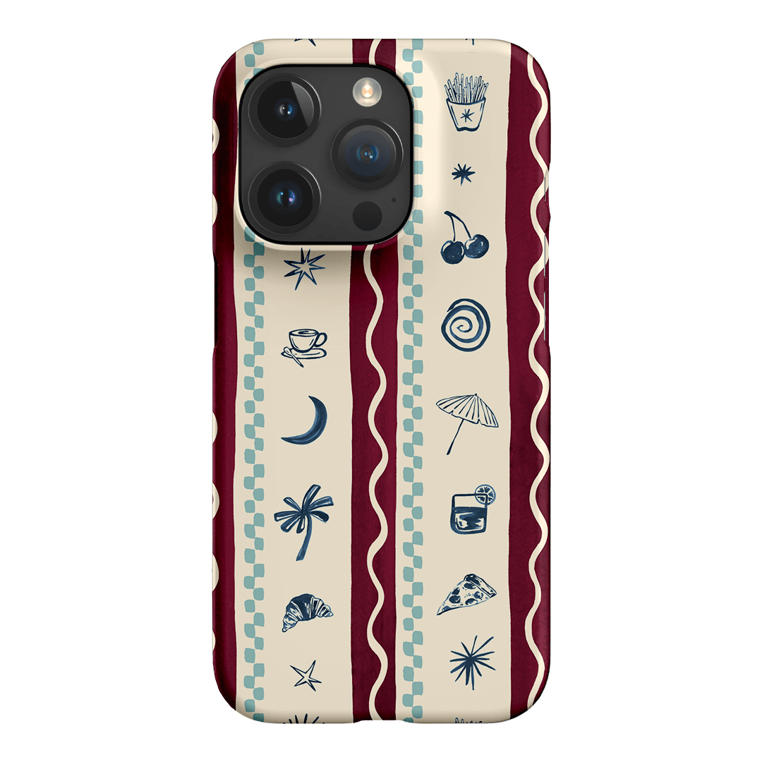 Summer Snacks Burgundy Printed Phone Cases iPhone 15 Pro / Snap by Charlie Taylor - The Dairy