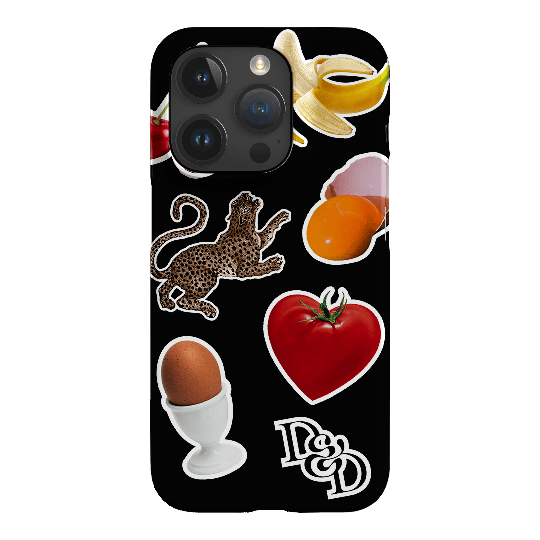 Sunday Stickers Black Printed Phone Cases iPhone 15 Pro / Snap by Desmond & Dempsey - The Dairy