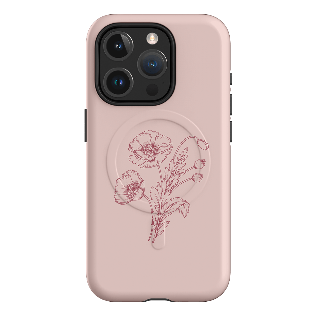 Blush Poppies Printed Phone Cases iPhone 15 Pro / Armoured MagSafe by Typoflora - The Dairy