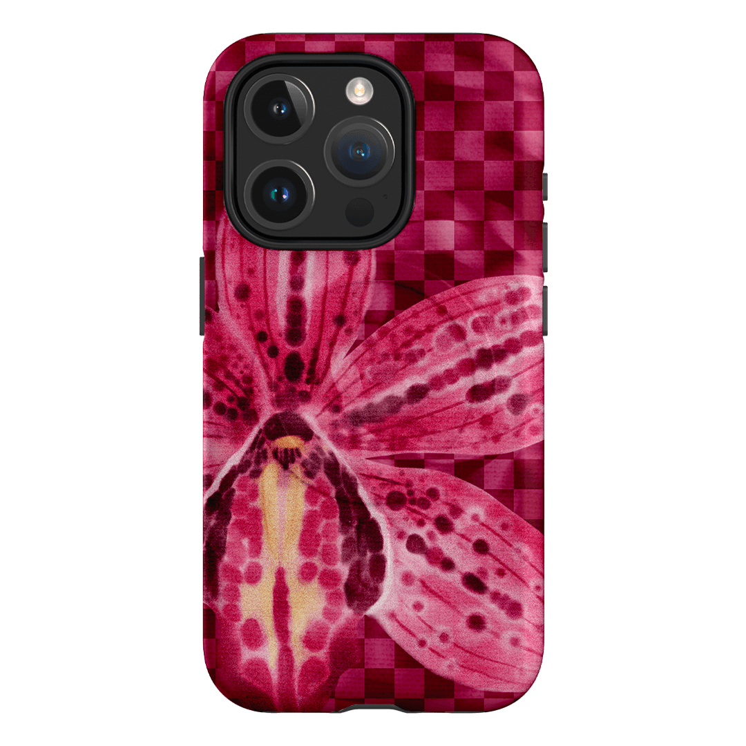 Check Orchid Printed Phone Cases iPhone 15 Pro / Armoured MagSafe by Sally Hungerford - The Dairy