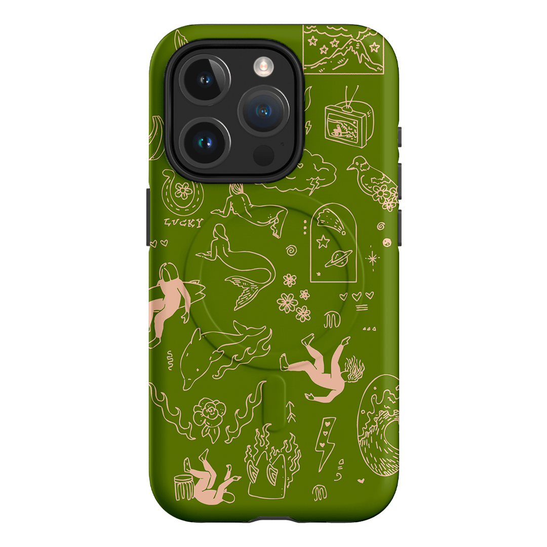 Easty Flash Green Printed Phone Cases iPhone 15 Pro / Armoured MagSafe by Easty Beasty - The Dairy