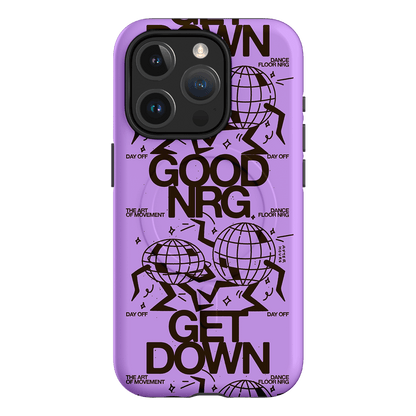 Good Energy in Purple Printed Phone Cases iPhone 15 Pro / Armoured MagSafe by After Hours - The Dairy