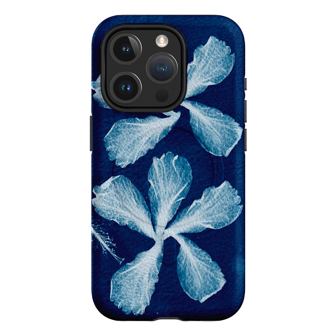 Hibiscus Cyanotype Printed Phone Cases iPhone 15 Pro / Armoured MagSafe by Sally Hungerford - The Dairy
