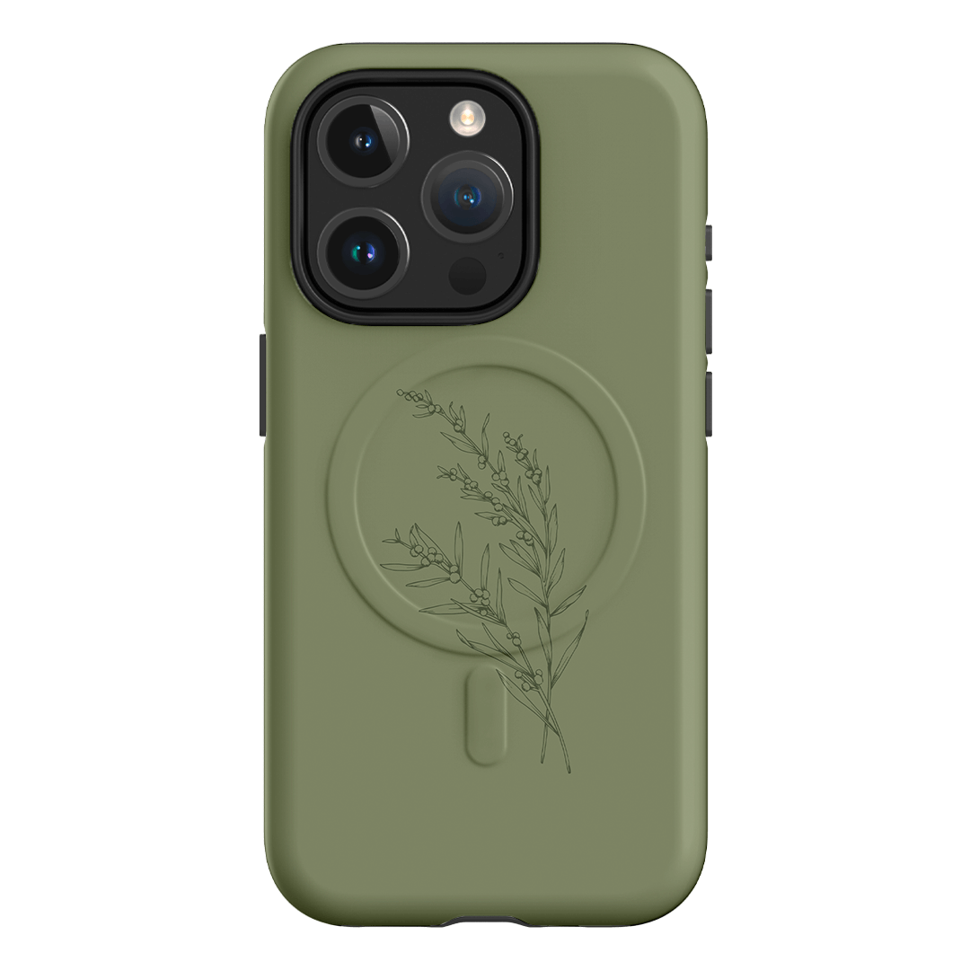Khaki Wattle Printed Phone Cases iPhone 15 Pro / Armoured MagSafe by Typoflora - The Dairy