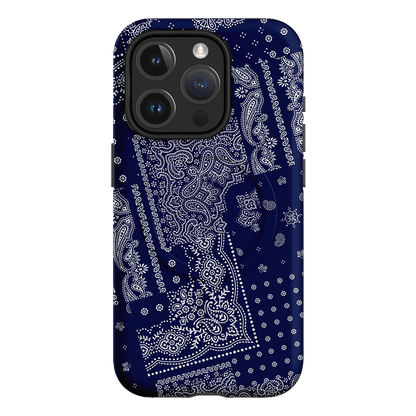 Paisley Indigo Printed Phone Cases iPhone 15 Pro / Armoured MagSafe by The Dairy - The Dairy