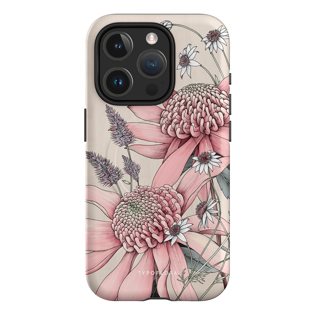 Pink Waratah Printed Phone Cases iPhone 15 Pro / Armoured MagSafe by Typoflora - The Dairy