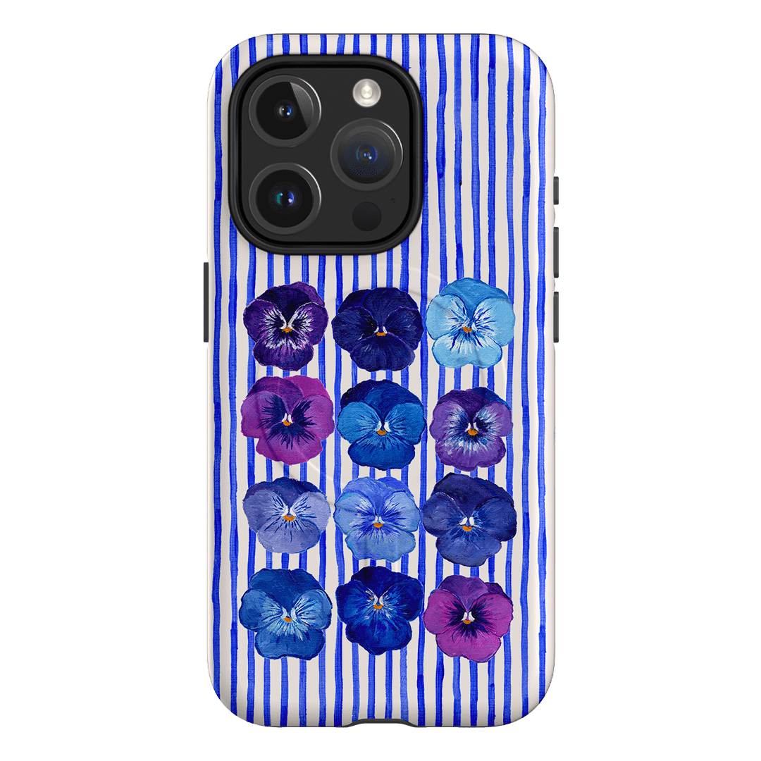 Striped Pansies Printed Phone Cases iPhone 15 Pro / Armoured MagSafe by Kayla Henley - The Dairy