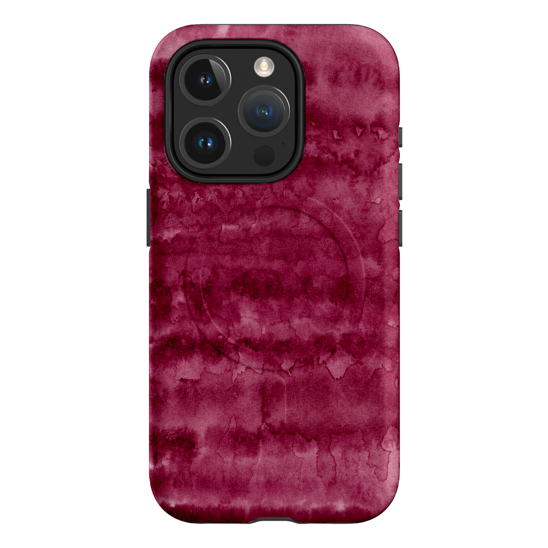 Watercolour Stripes Burgundy Printed Phone Cases iPhone 15 Pro / Armoured MagSafe by The Dairy - The Dairy