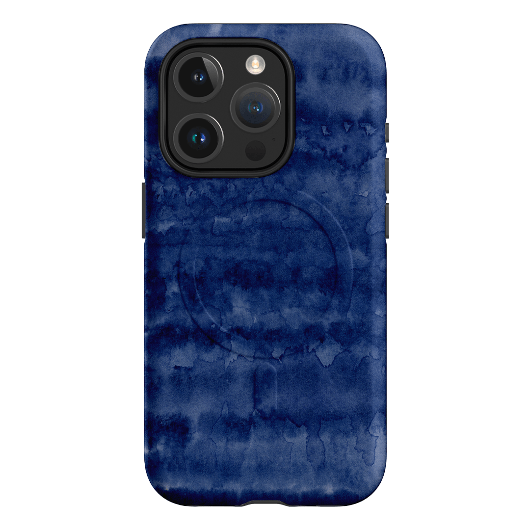 Watercolour Stripes Navy Printed Phone Cases iPhone 15 Pro / Armoured MagSafe by The Dairy - The Dairy