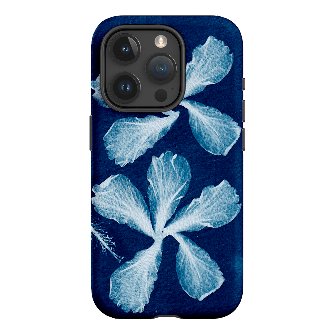 Hibiscus Cyanotype Printed Phone Cases iPhone 15 Pro / Armoured by Sally Hungerford - The Dairy