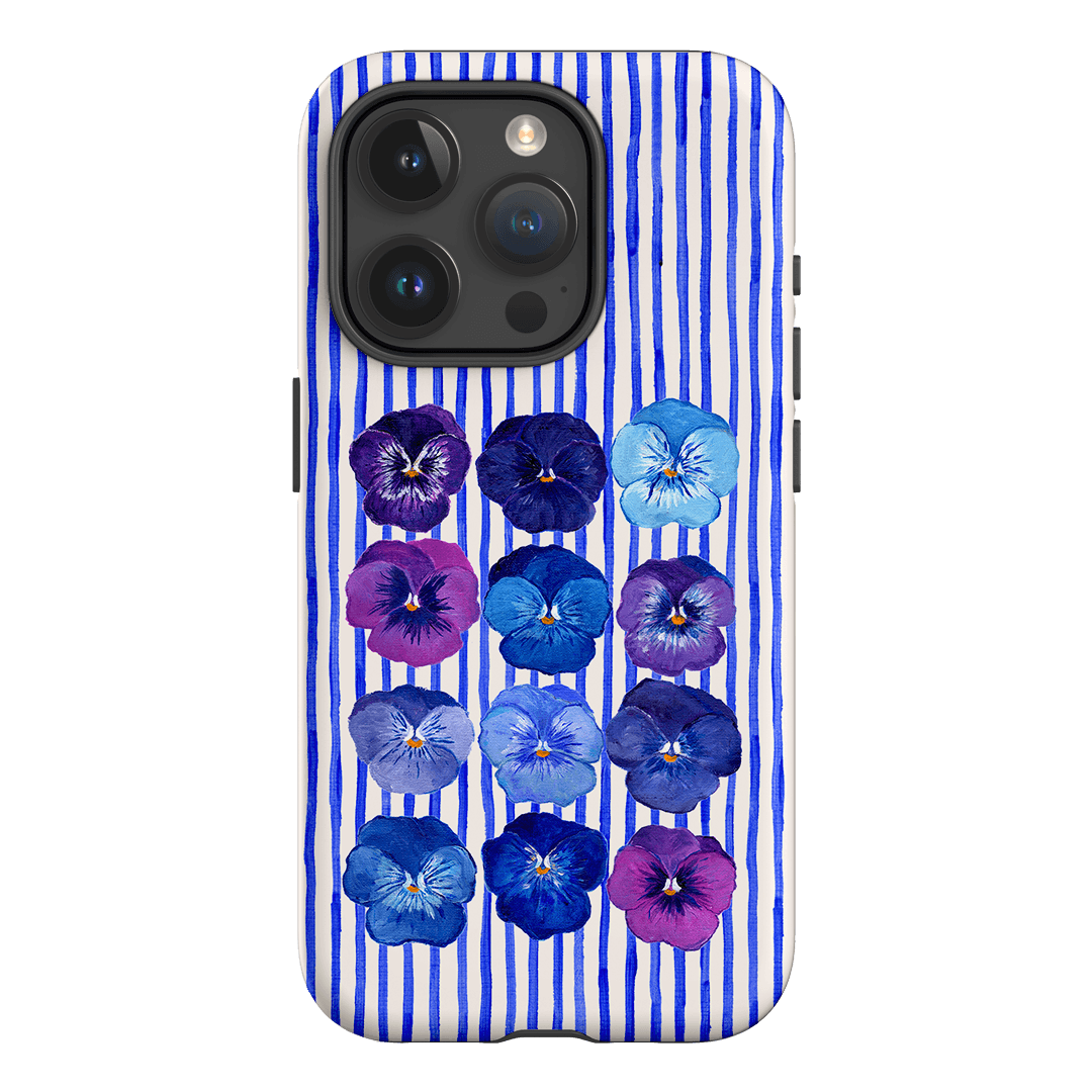 Striped Pansies Printed Phone Cases iPhone 15 Pro / Armoured by Kayla Henley - The Dairy