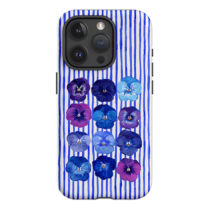 Striped Pansies Printed Phone Cases iPhone 15 Pro / Armoured by Kayla Henley - The Dairy