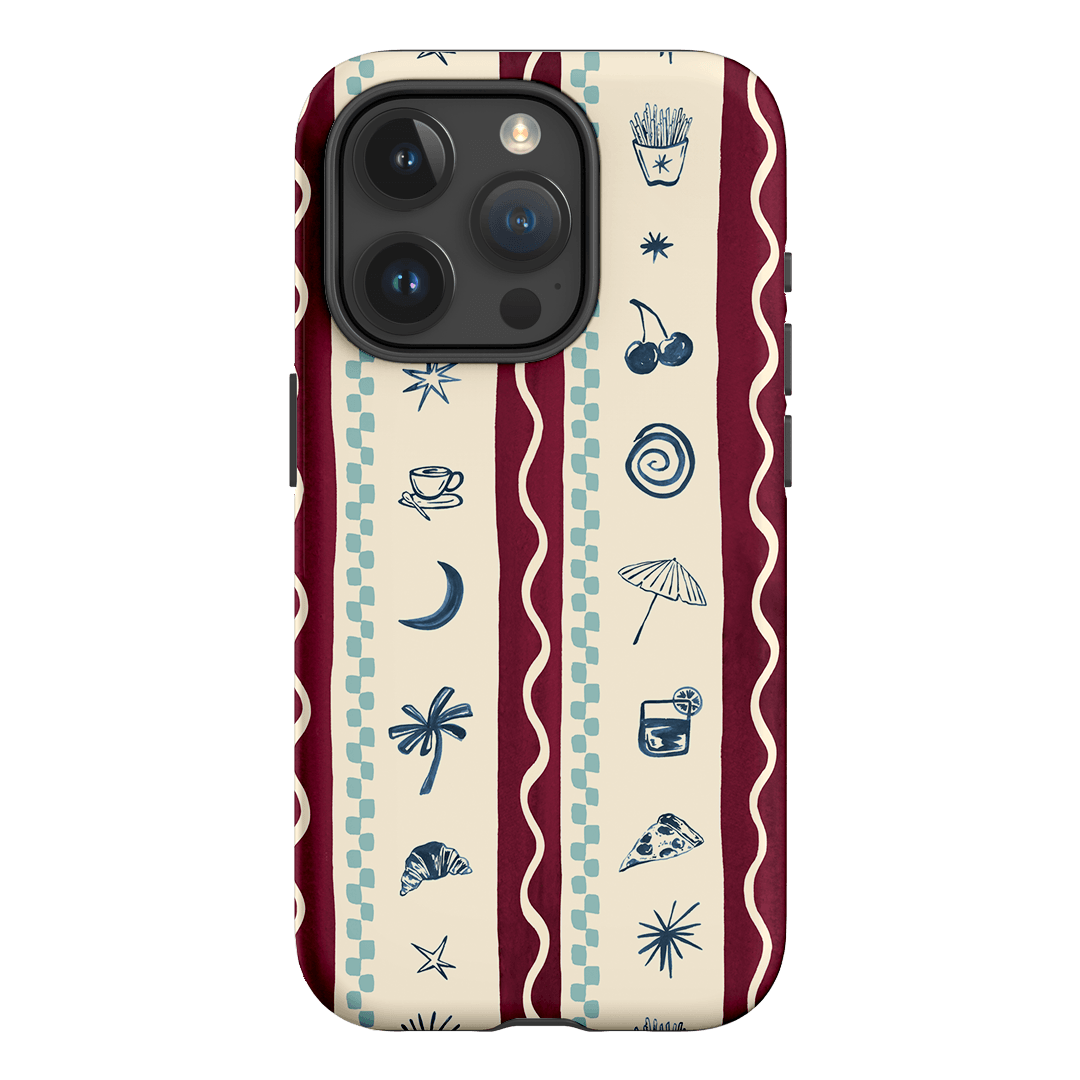 Summer Snacks Burgundy Printed Phone Cases iPhone 15 Pro / Armoured by Charlie Taylor - The Dairy