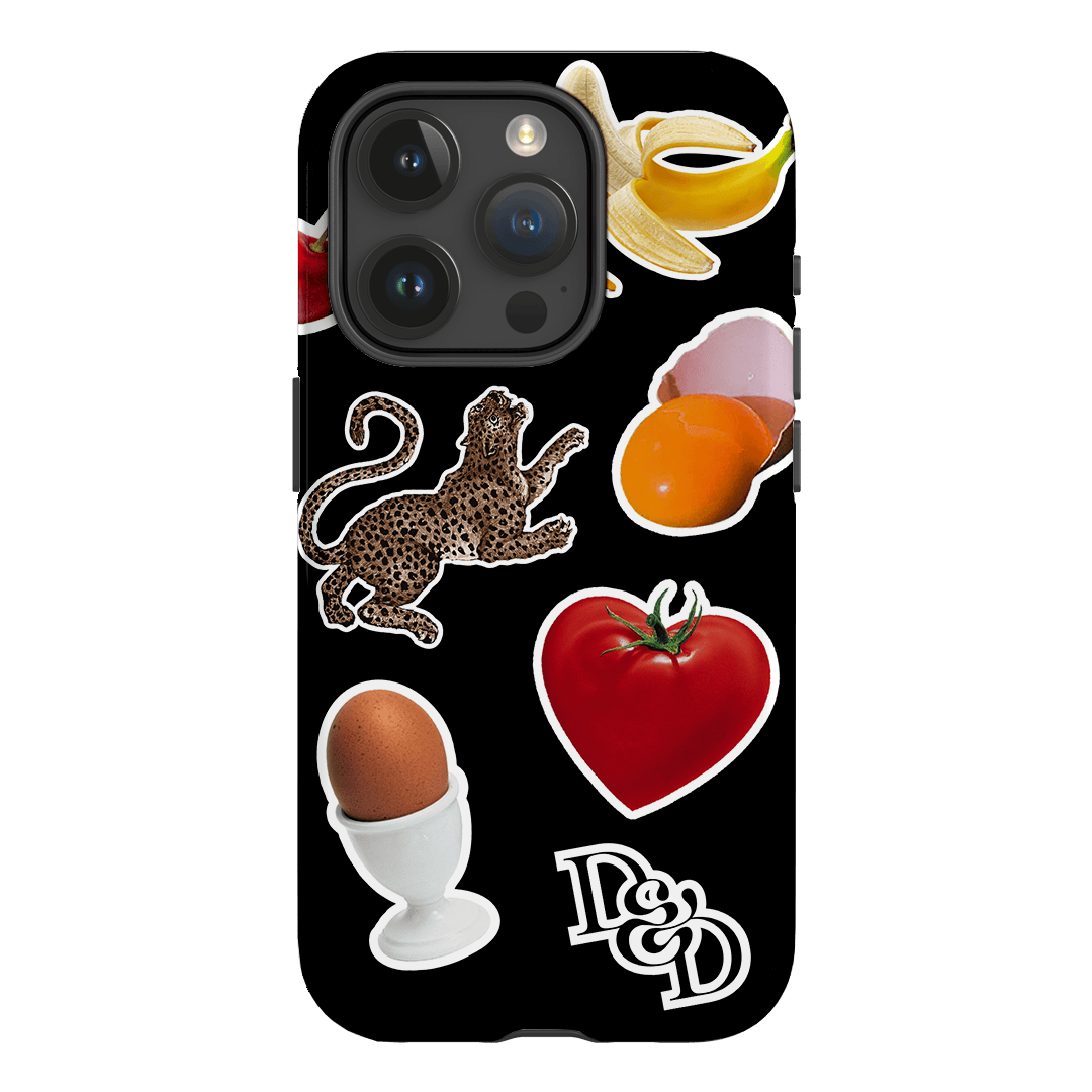 Sunday Stickers Black Printed Phone Cases iPhone 15 Pro / Armoured by Desmond & Dempsey - The Dairy