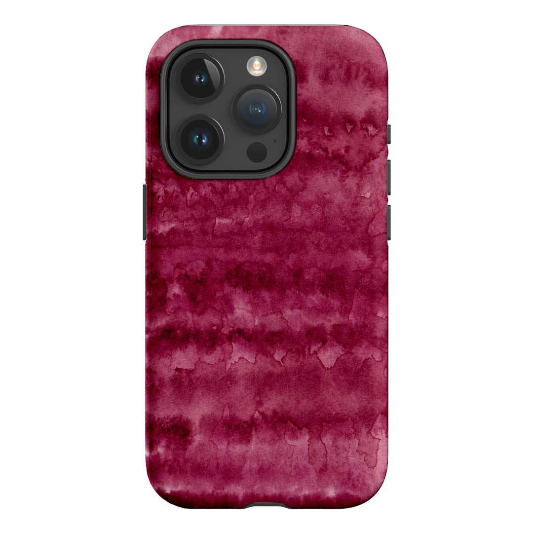 Watercolour Stripes Burgundy Printed Phone Cases iPhone 15 Pro / Armoured by The Dairy - The Dairy