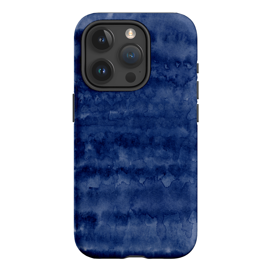 Watercolour Stripes Navy Printed Phone Cases iPhone 15 Pro / Armoured by The Dairy - The Dairy