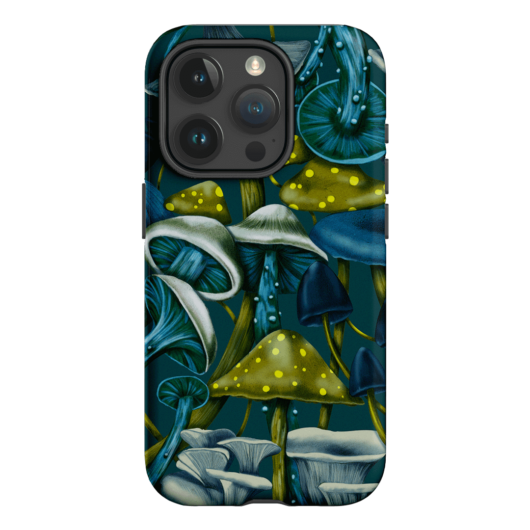 Shrooms Blue Printed Phone Cases iPhone 15 Pro / Armoured by Kelly Thompson - The Dairy