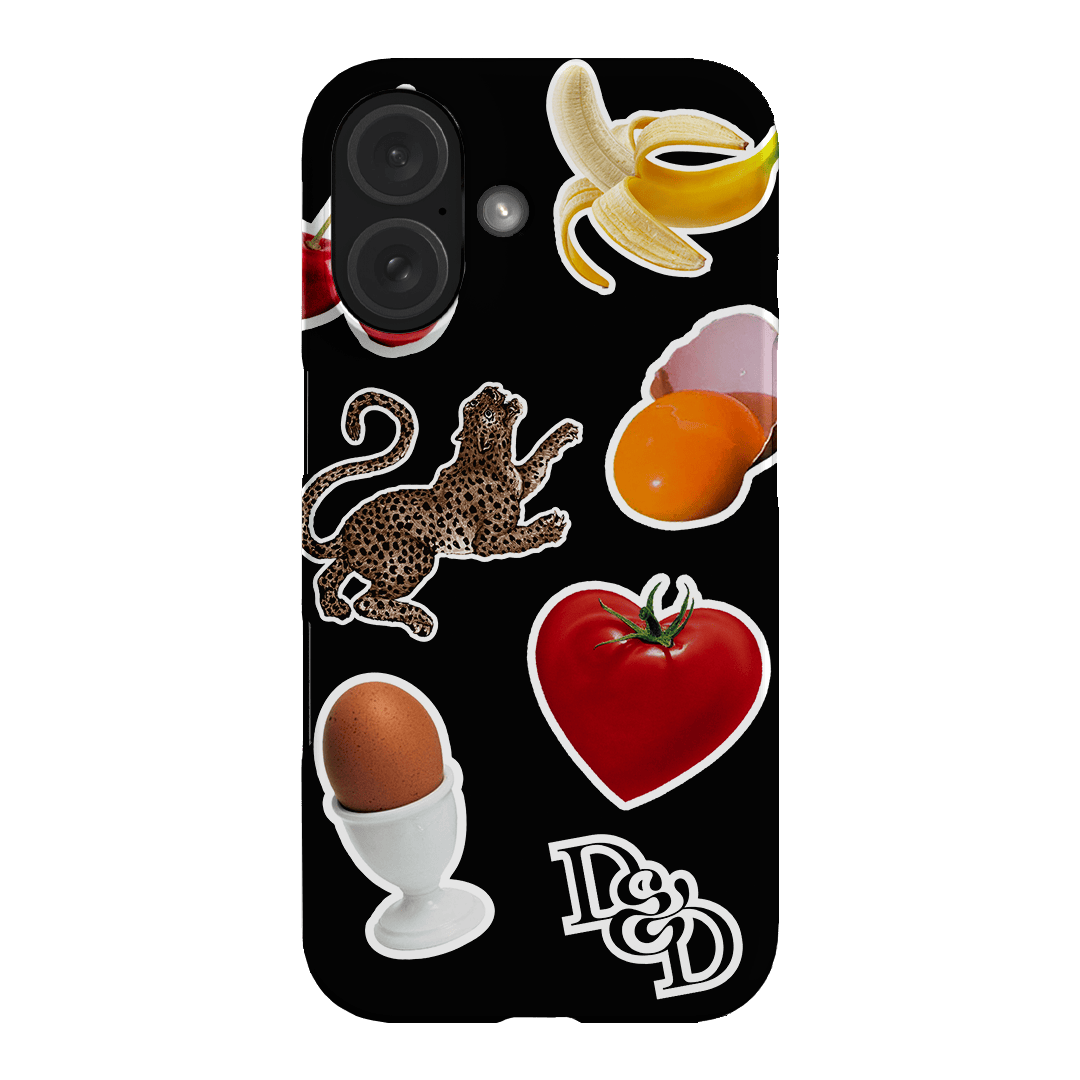 Sunday Stickers Black Printed Phone Cases iPhone 16 / Snap by Desmond & Dempsey - The Dairy