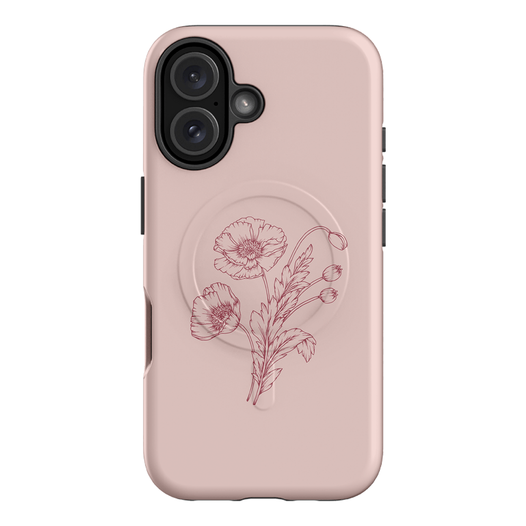 Blush Poppies Printed Phone Cases iPhone 16 / Armoured MagSafe by Typoflora - The Dairy