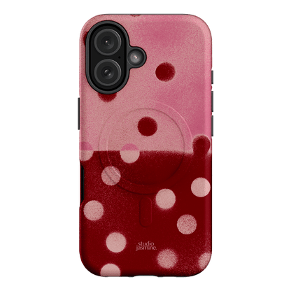Cherry Polka Dot Printed Phone Cases iPhone 16 / Armoured MagSafe by Jasmine Dowling - The Dairy