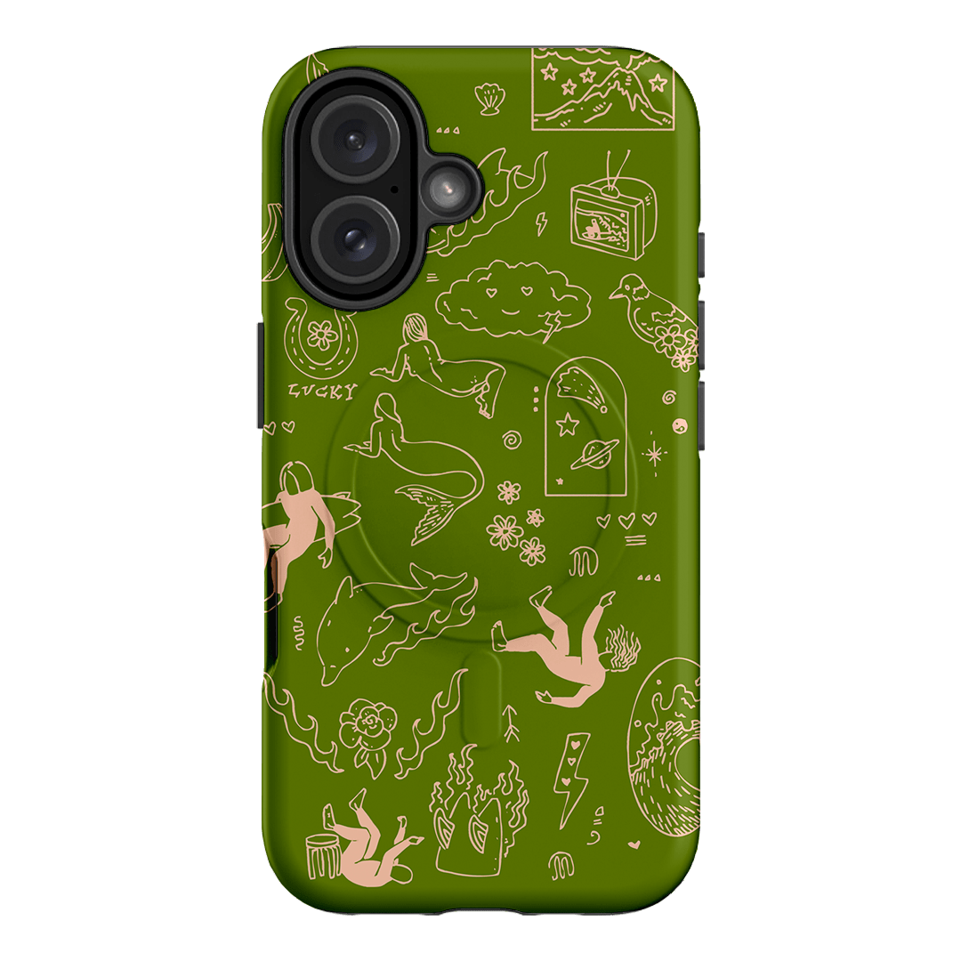 Easty Flash Green Printed Phone Cases iPhone 16 / Armoured MagSafe by Easty Beasty - The Dairy