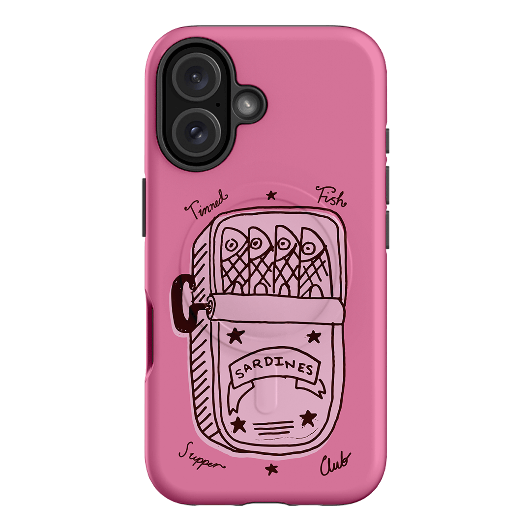 Sardine Social Pink Printed Phone Cases iPhone 16 / Armoured MagSafe by The Dairy - The Dairy