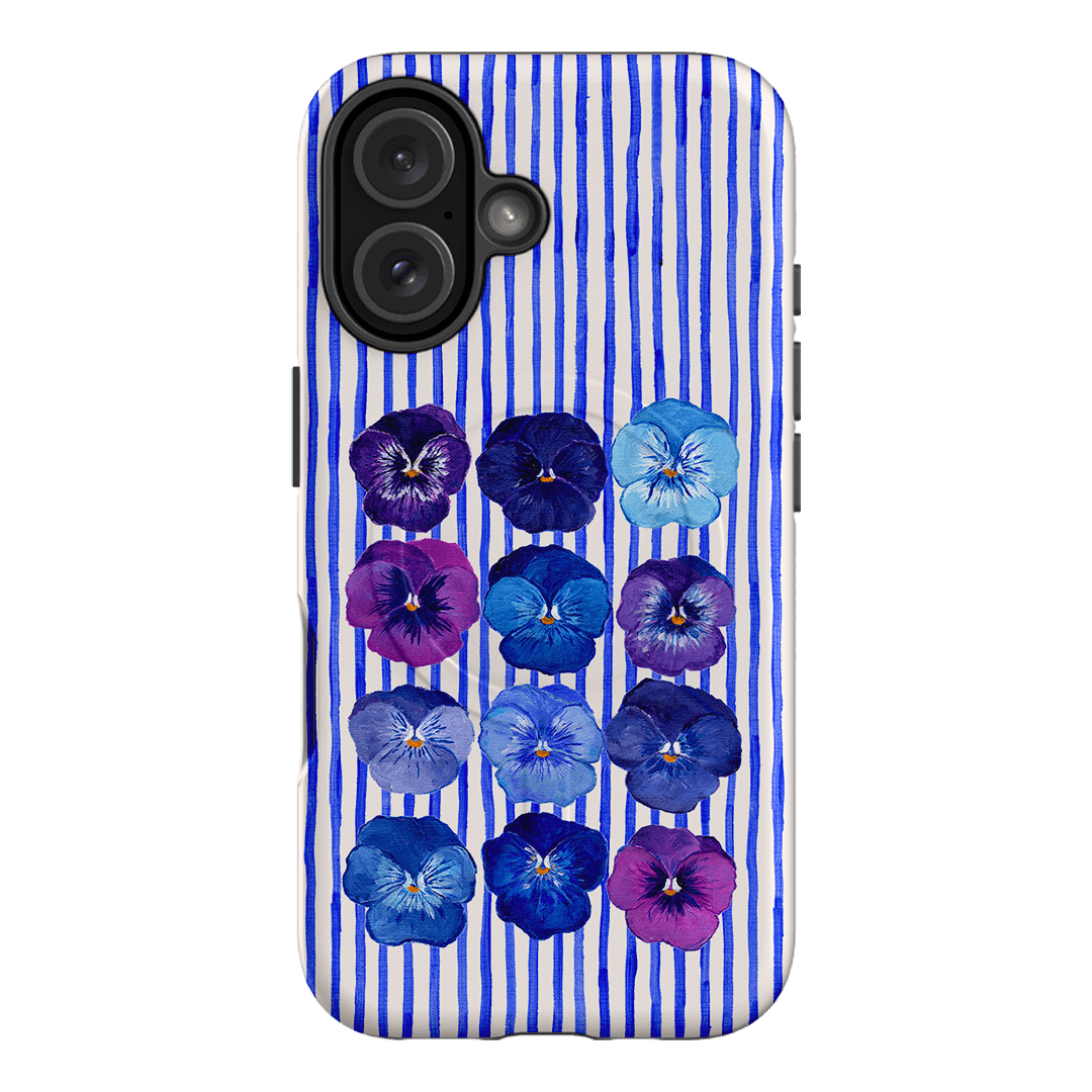 Striped Pansies Printed Phone Cases iPhone 16 / Armoured MagSafe by Kayla Henley - The Dairy