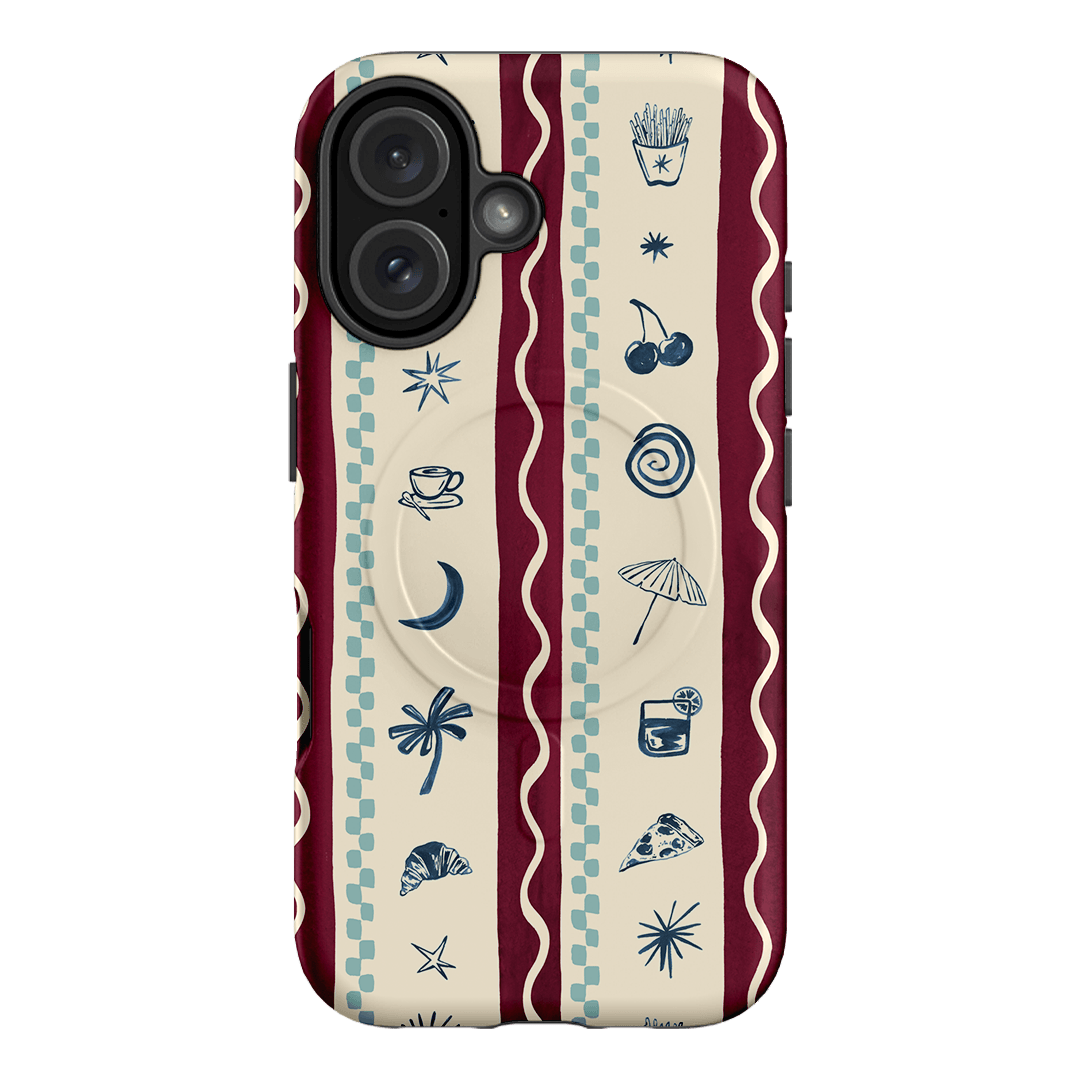 Summer Snacks Burgundy Printed Phone Cases iPhone 16 / Armoured MagSafe by Charlie Taylor - The Dairy