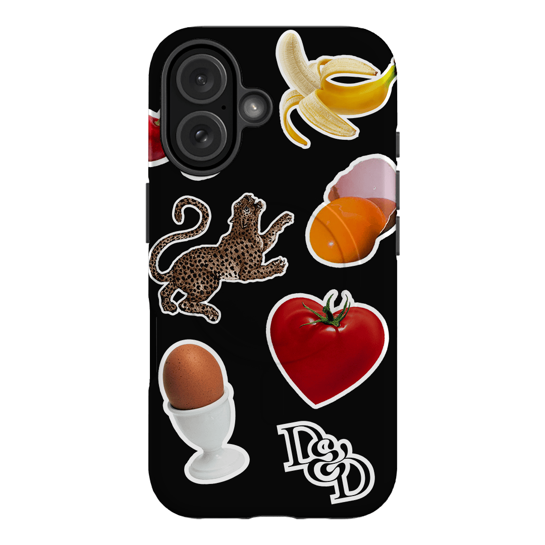 Sunday Stickers Black Printed Phone Cases iPhone 16 / Armoured MagSafe by Desmond & Dempsey - The Dairy