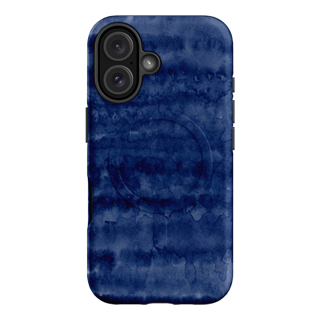 Watercolour Stripes Navy Printed Phone Cases iPhone 16 / Armoured MagSafe by The Dairy - The Dairy