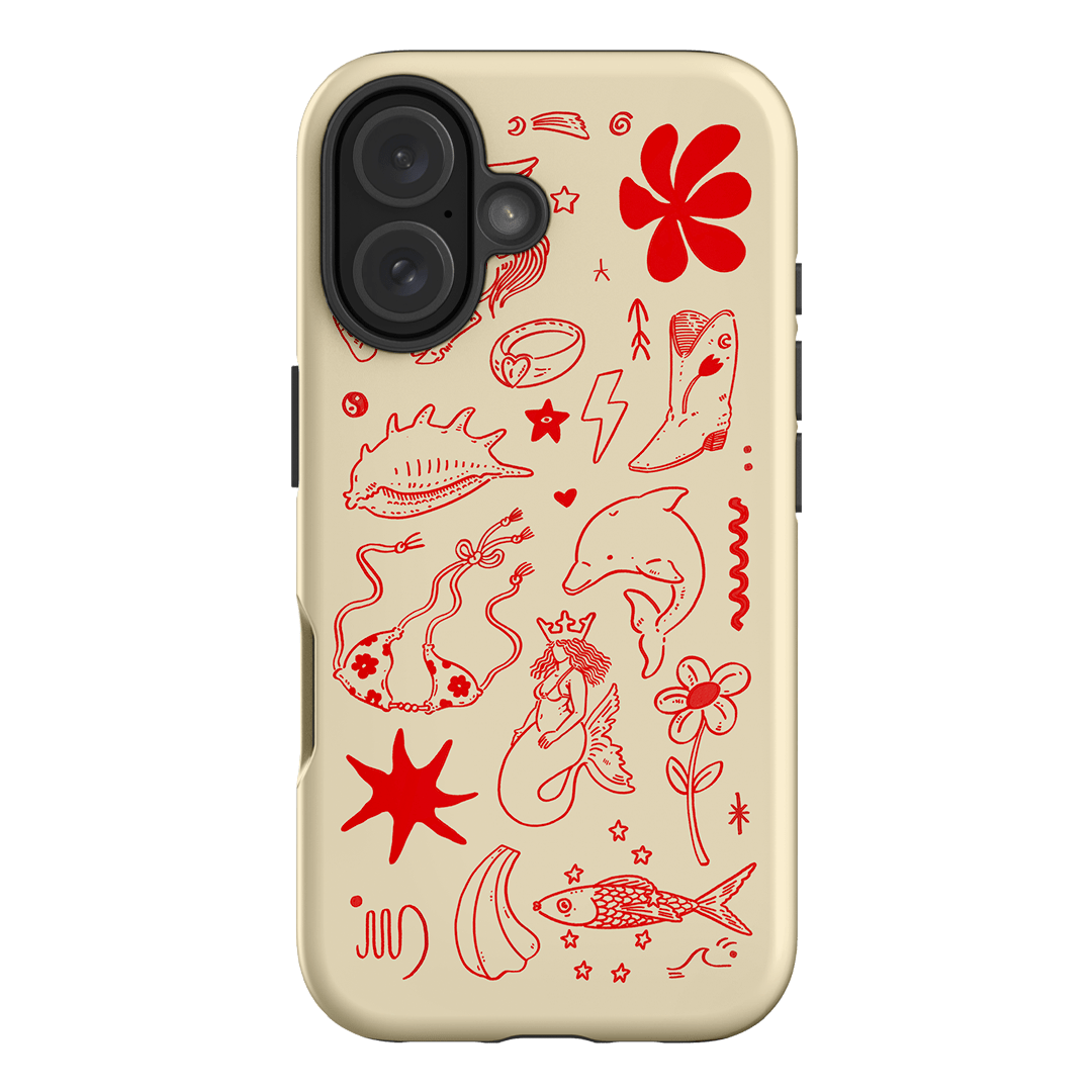 Spiced Cowboy Cream & Red Line Art Design Phone Case The Dairy