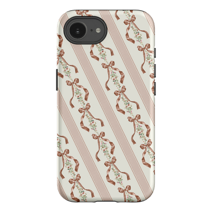 Bow Stripe Printed Phone Cases iPhone 16E / Armoured by Veronica Tucker - The Dairy