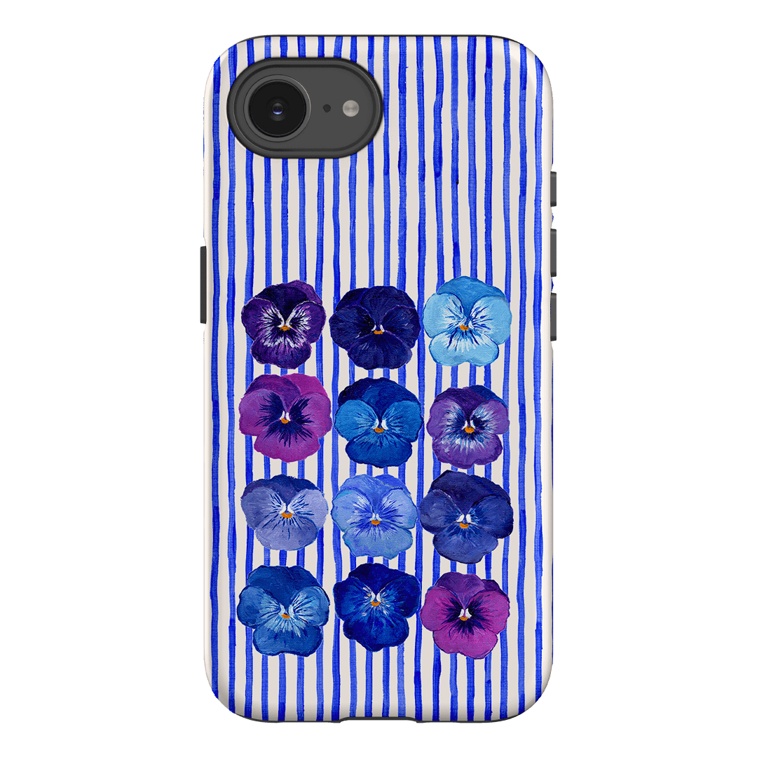 Striped Pansies Printed Phone Cases iPhone 16E / Armoured by Kayla Henley - The Dairy