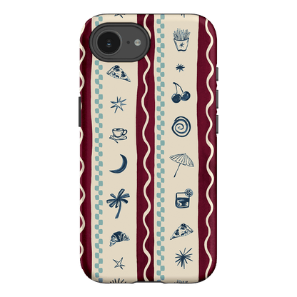 Summer Snacks Burgundy Printed Phone Cases iPhone 16E / Armoured by Charlie Taylor - The Dairy