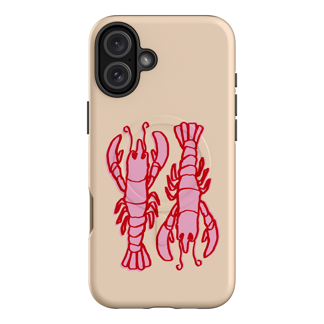 Lobster Love Peach Printed Phone Cases iPhone 16 Plus / Armoured MagSafe by The Dairy - The Dairy