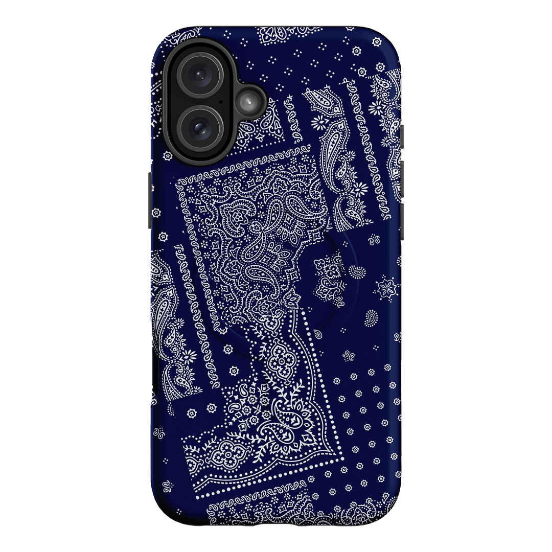 Paisley Indigo Printed Phone Cases iPhone 16 Plus / Armoured MagSafe by The Dairy - The Dairy