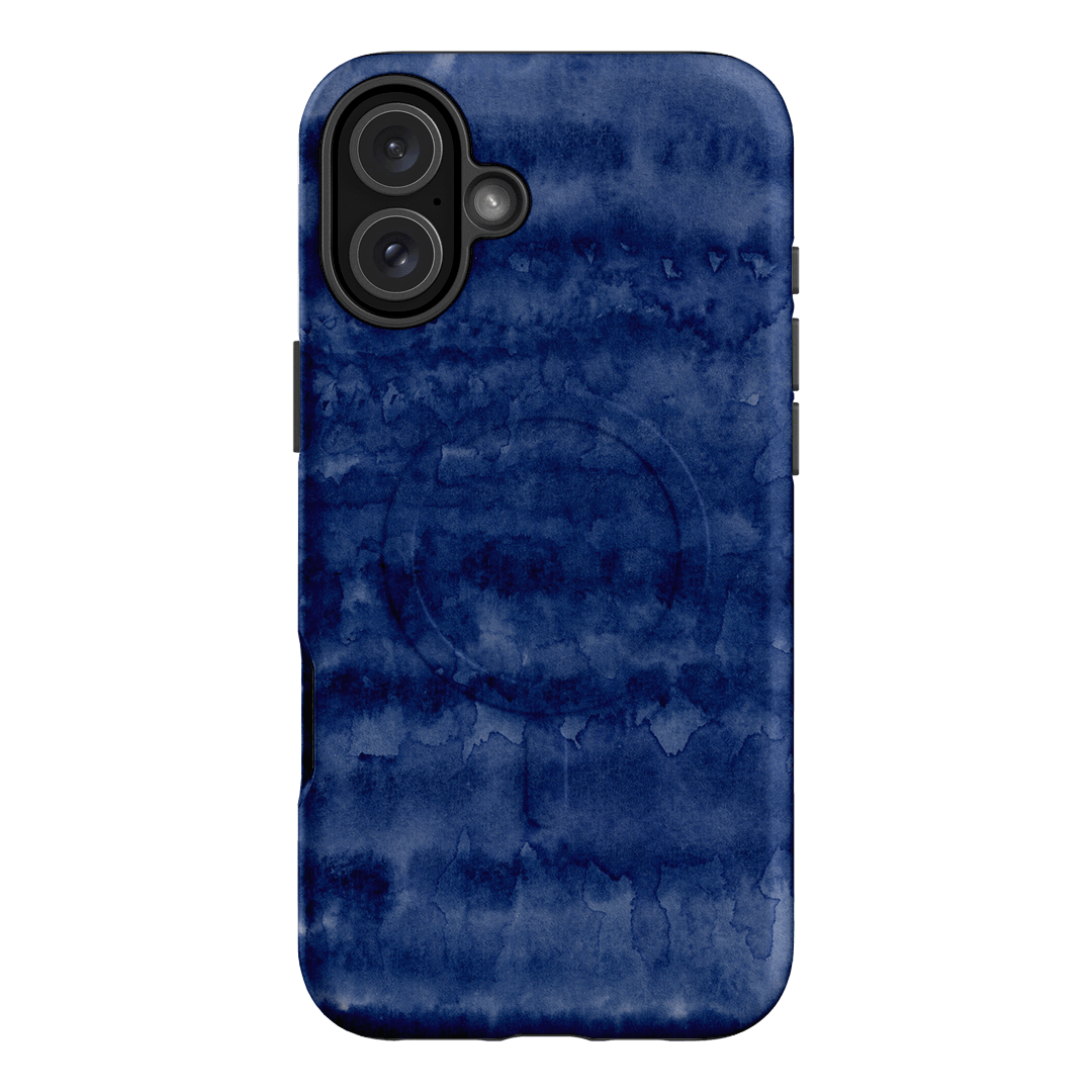 Watercolour Stripes Navy Printed Phone Cases iPhone 16 Plus / Armoured MagSafe by The Dairy - The Dairy