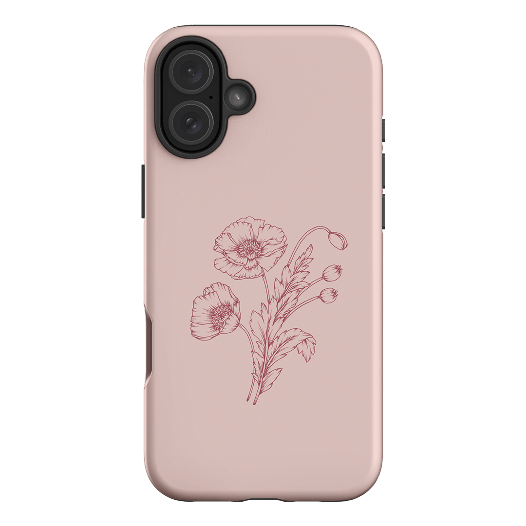 Blush Poppies Printed Phone Cases iPhone 16 Plus / Armoured by Typoflora - The Dairy