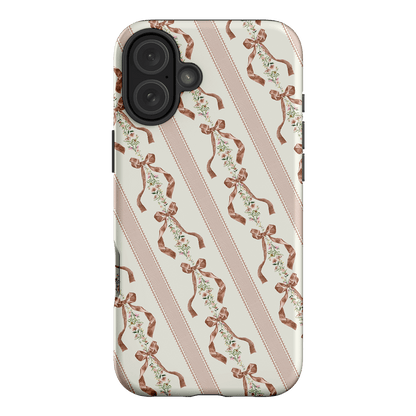 Bow Stripe Printed Phone Cases iPhone 16 Plus / Armoured by Veronica Tucker - The Dairy
