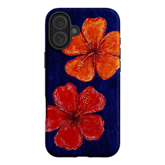 Hibiscus Flower Deep Blue Printed Phone Cases iPhone 16 Plus / Armoured by BG. Studio - The Dairy