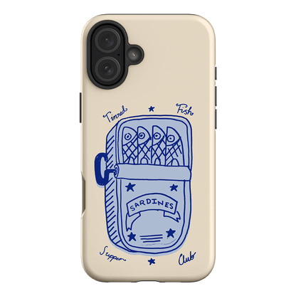 Sardine Social Blue Printed Phone Cases iPhone 16 Plus / Armoured by The Dairy - The Dairy