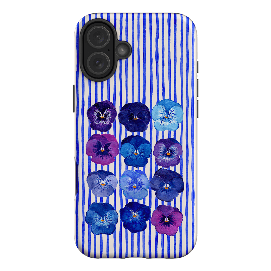 Striped Pansies Printed Phone Cases iPhone 16 Plus / Armoured by Kayla Henley - The Dairy
