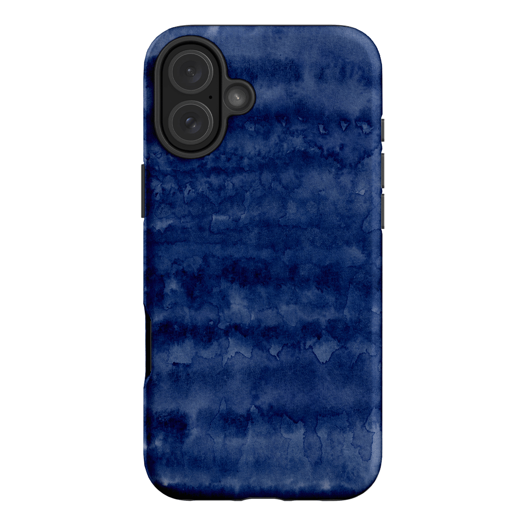 Watercolour Stripes Navy Printed Phone Cases iPhone 16 Plus / Armoured by The Dairy - The Dairy