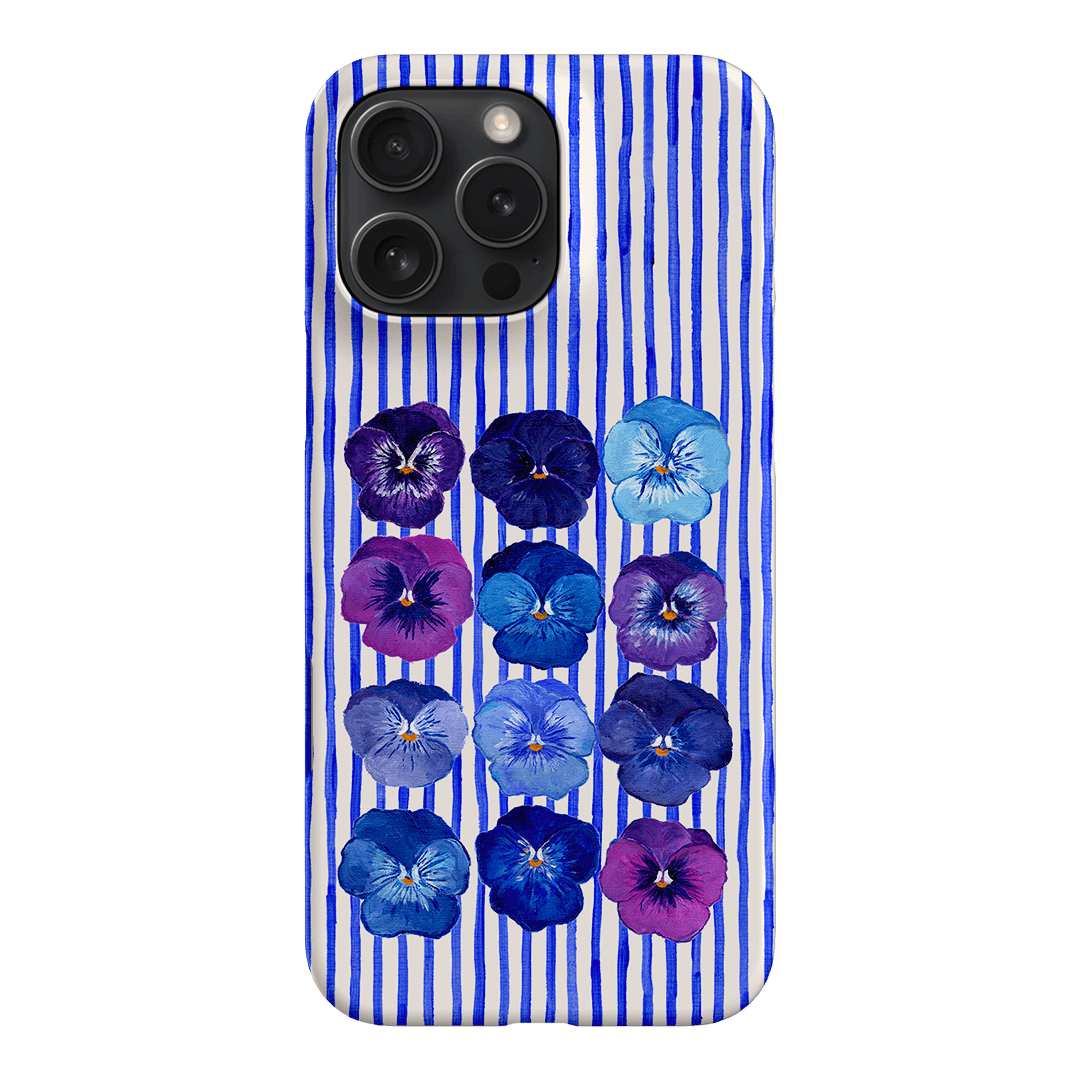 Striped Pansies Printed Phone Cases iPhone 16 Pro Max / Snap by Kayla Henley - The Dairy