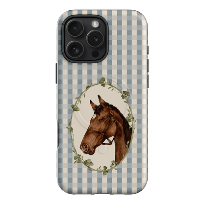 Gingham Horse Printed Phone Cases iPhone 16 Pro Max / Armoured MagSafe by Kasiags Art - The Dairy