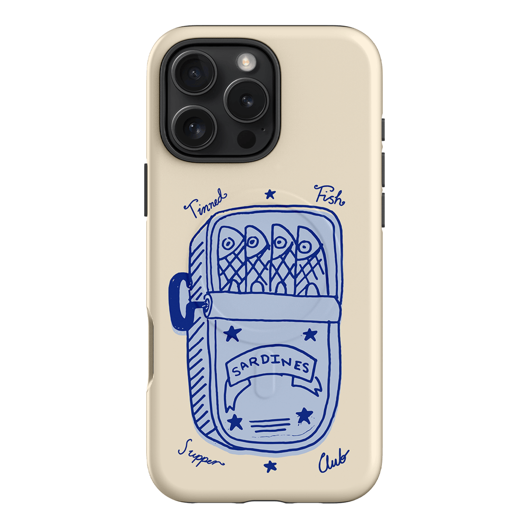 Sardine Social Blue Printed Phone Cases iPhone 16 Pro Max / Armoured MagSafe by The Dairy - The Dairy