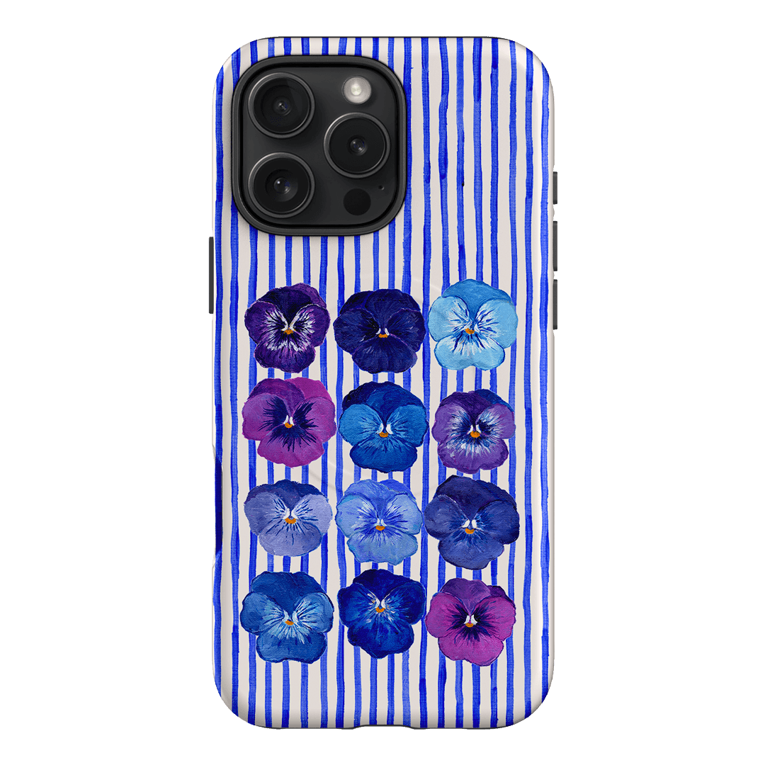 Striped Pansies Printed Phone Cases iPhone 16 Pro Max / Armoured MagSafe by Kayla Henley - The Dairy