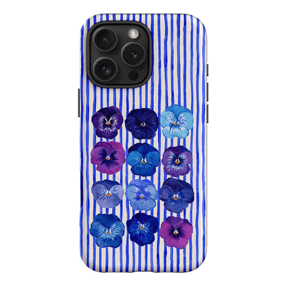 Striped Pansies Printed Phone Cases iPhone 16 Pro Max / Armoured MagSafe by Kayla Henley - The Dairy